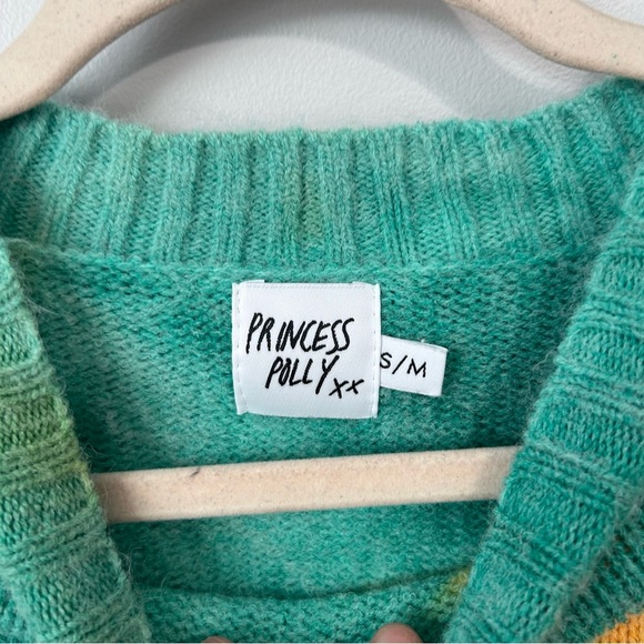 Princess Polly Green Orange Tie Dye Crew Neck Sweater Women’s Size Small Medium - Picture 2 of 5